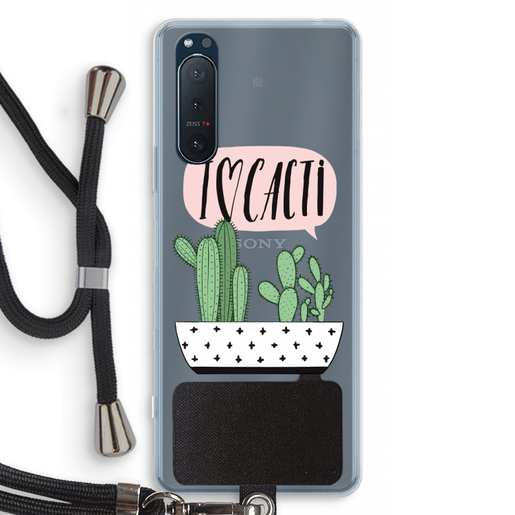 I love cacti: Sony Xperia 5 II Transparant Hoesje met koord