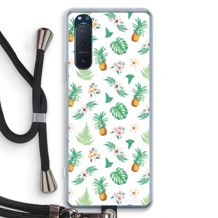 Ananas bladeren: Sony Xperia 5 II Transparant Hoesje met koord