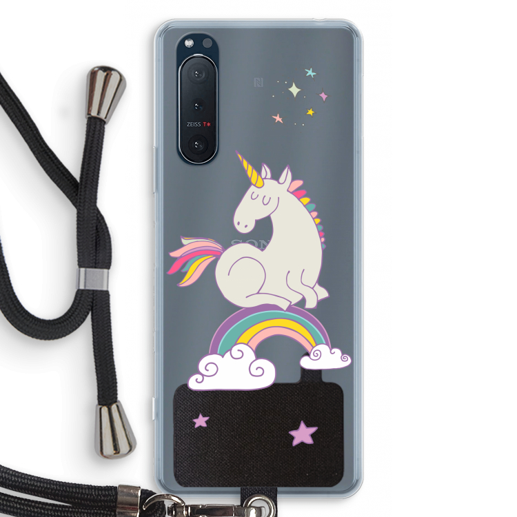 Regenboog eenhoorn: Sony Xperia 5 II Transparant Hoesje met koord