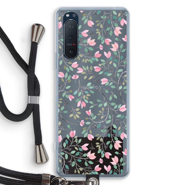 Sierlijke bloemen: Sony Xperia 5 II Transparant Hoesje met koord
