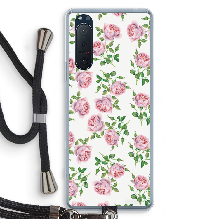 Kleine roosjes: Sony Xperia 5 II Transparant Hoesje met koord