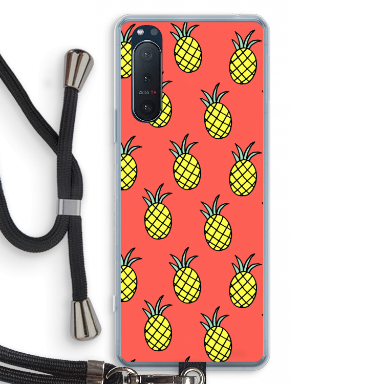 Ananas: Sony Xperia 5 II Transparant Hoesje met koord