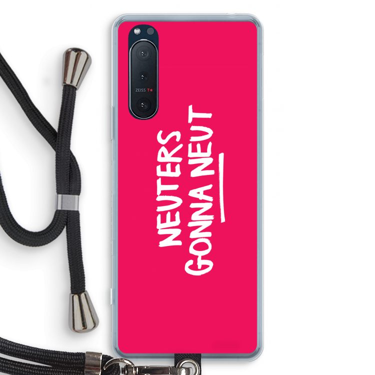 Neuters (roze): Sony Xperia 5 II Transparant Hoesje met koord