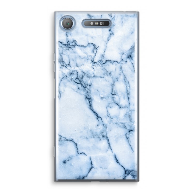 Blauw marmer: Sony Xperia XZ1 Transparant Hoesje