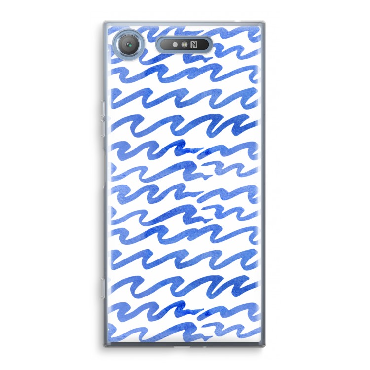 Blauwe golven: Sony Xperia XZ1 Transparant Hoesje