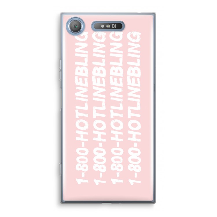 Hotline bling pink: Sony Xperia XZ1 Transparant Hoesje