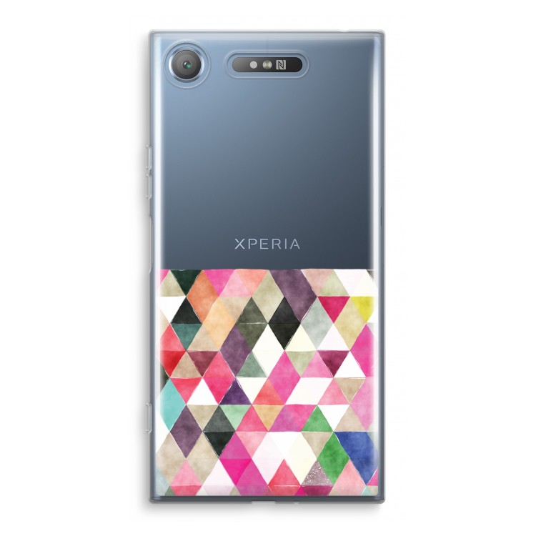 Gekleurde driehoekjes: Sony Xperia XZ1 Transparant Hoesje