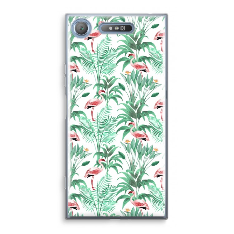Flamingo bladeren: Sony Xperia XZ1 Transparant Hoesje