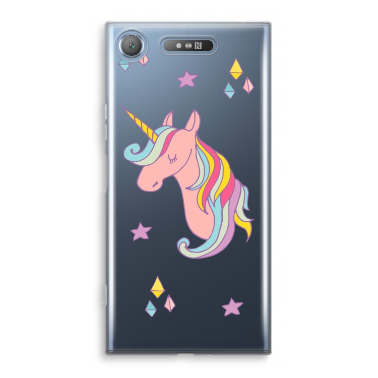 Roze eenhoorn: Sony Xperia XZ1 Transparant Hoesje