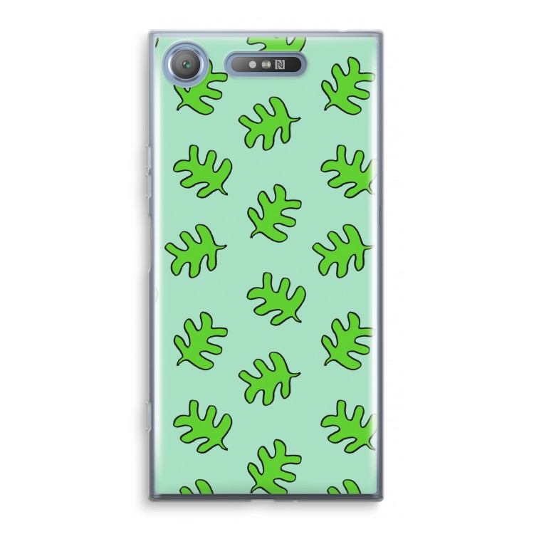 Groene blaadjes: Sony Xperia XZ1 Transparant Hoesje