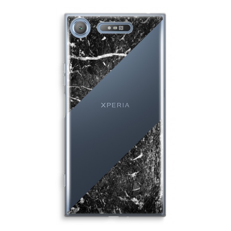 Zwart marmer: Sony Xperia XZ1 Transparant Hoesje