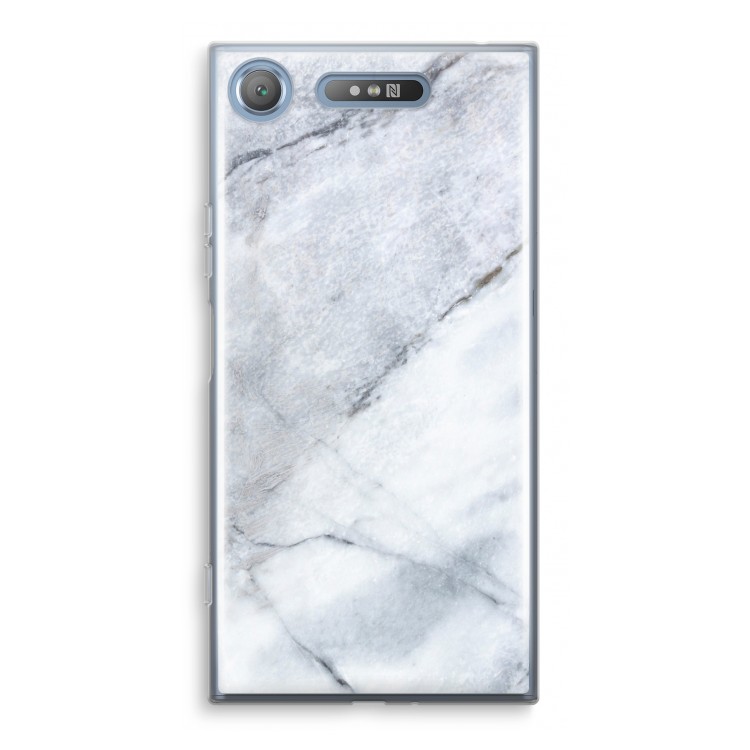Witte marmer: Sony Xperia XZ1 Transparant Hoesje