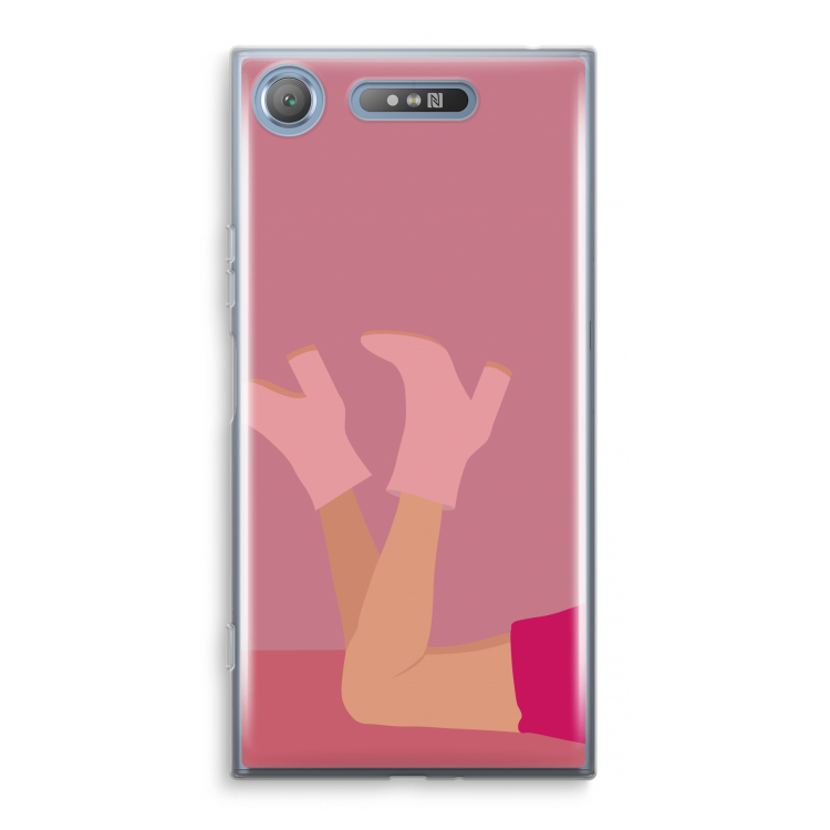 Pink boots: Sony Xperia XZ1 Transparant Hoesje