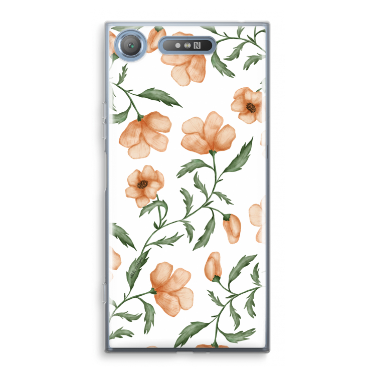 Peachy flowers: Sony Xperia XZ1 Transparant Hoesje
