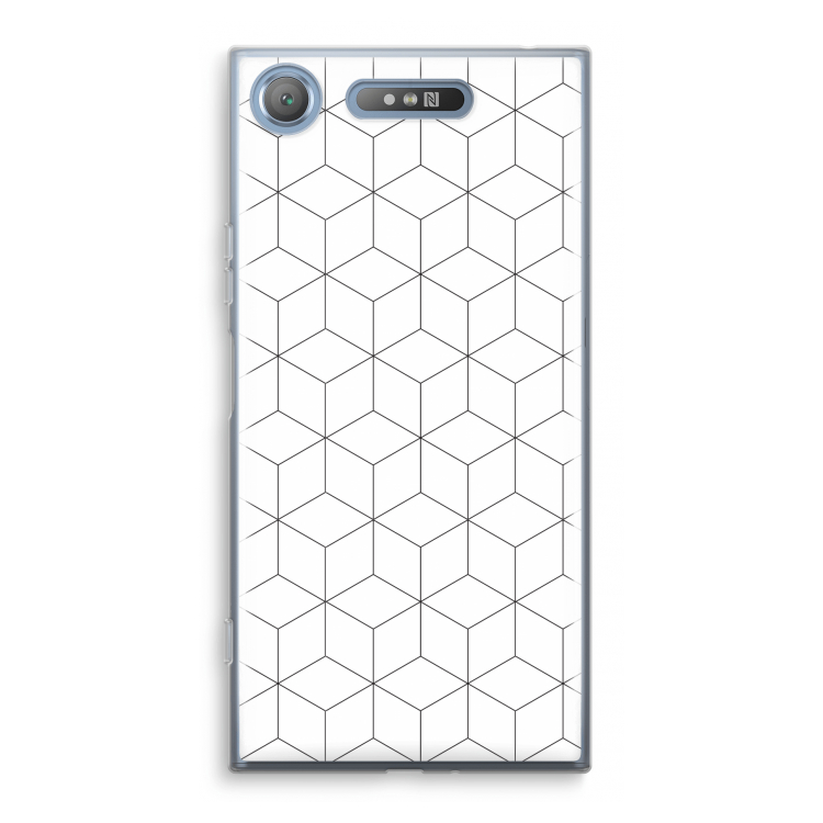 Zwart-witte kubussen: Sony Xperia XZ1 Transparant Hoesje