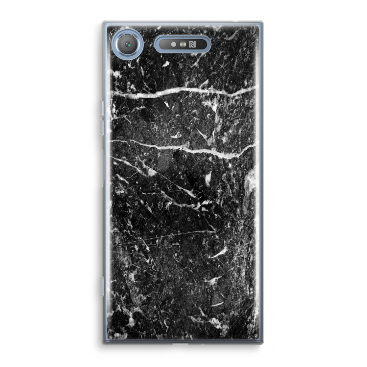 Zwart marmer: Sony Xperia XZ1 Transparant Hoesje