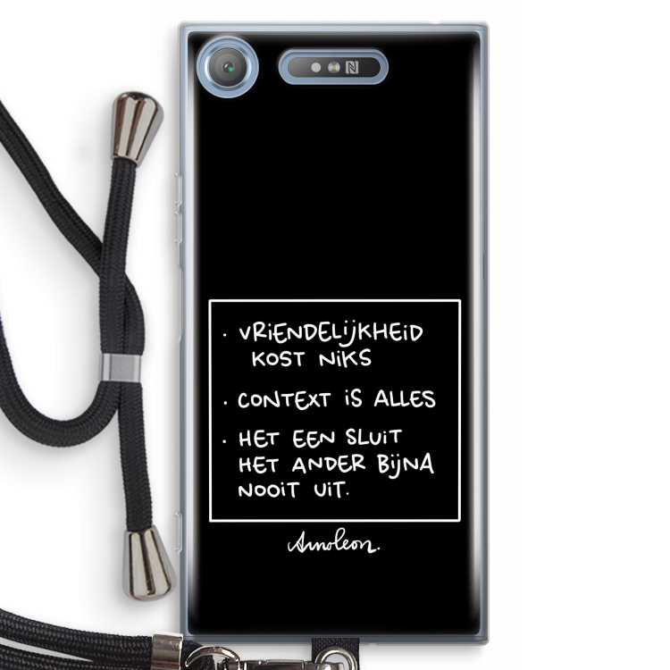 Mijn Motto's: Sony Xperia XZ1 Transparant Hoesje met koord