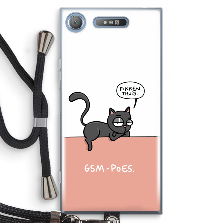 GSM poes: Sony Xperia XZ1 Transparant Hoesje met koord