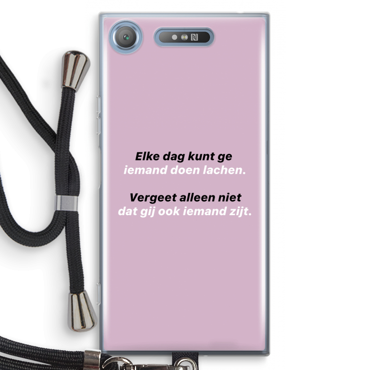 gij zijt ook iemand: Sony Xperia XZ1 Transparant Hoesje met koord