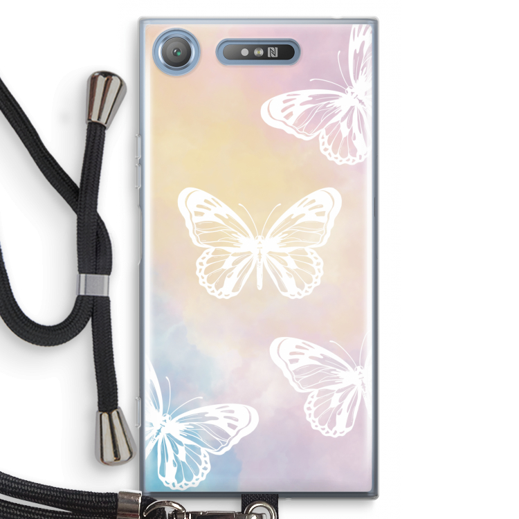 White butterfly: Sony Xperia XZ1 Transparant Hoesje met koord