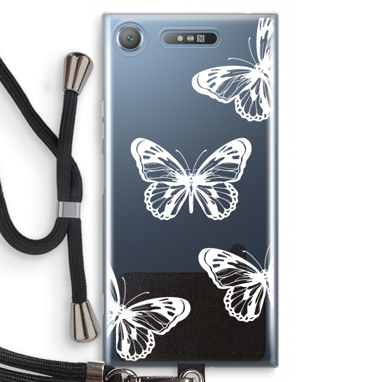 White butterfly: Sony Xperia XZ1 Transparant Hoesje met koord