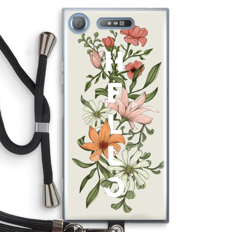 Hello bloemen: Sony Xperia XZ1 Transparant Hoesje met koord