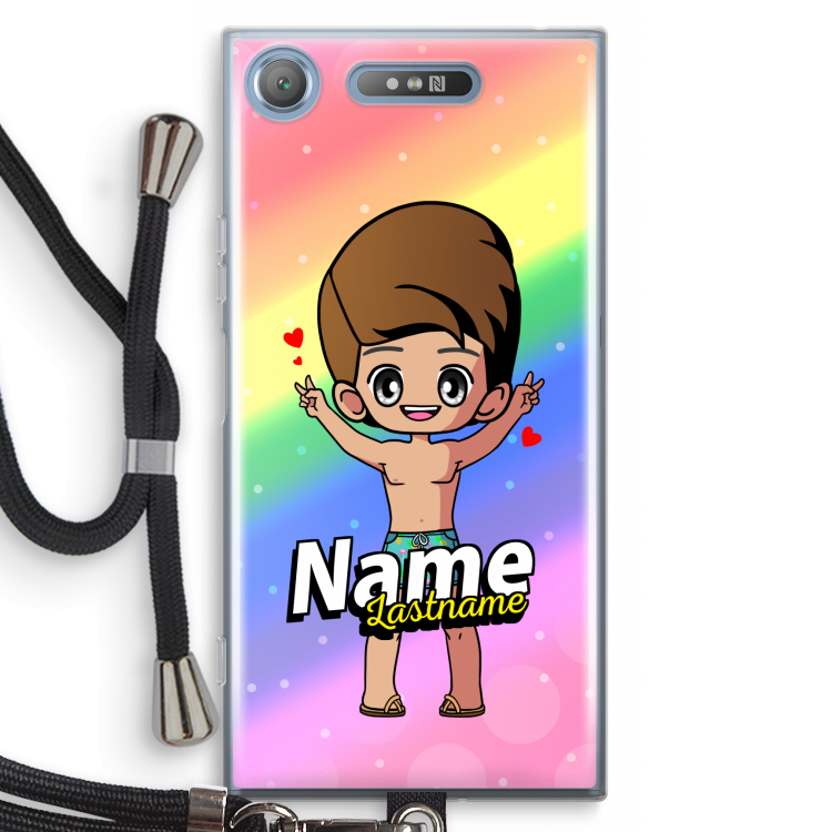 Chibi Maker man: Sony Xperia XZ1 Transparant Hoesje met koord