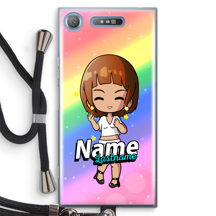 Chibi Maker vrouw: Sony Xperia XZ1 Transparant Hoesje met koord