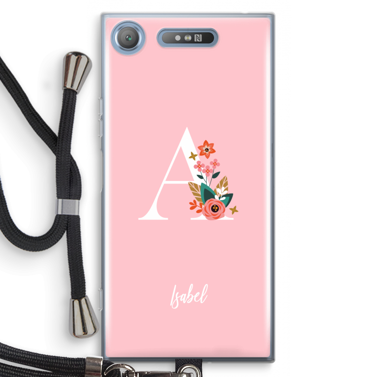 Pink Bouquet: Sony Xperia XZ1 Transparant Hoesje met koord