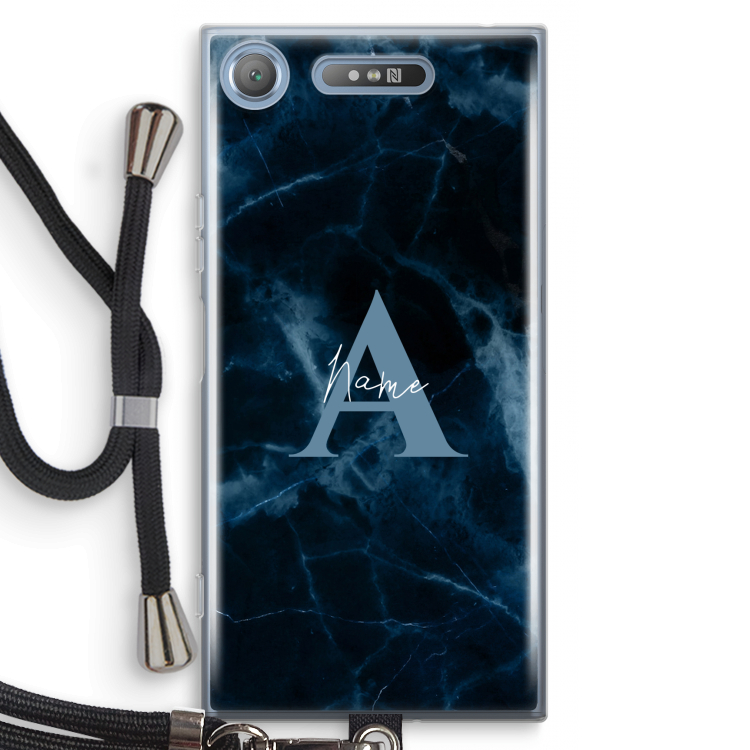 Midnight Marble: Sony Xperia XZ1 Transparant Hoesje met koord