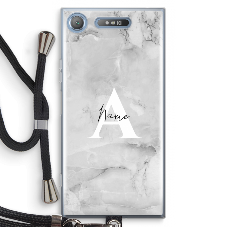 Ivory Marble: Sony Xperia XZ1 Transparant Hoesje met koord