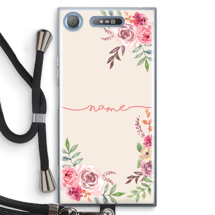 Rozen: Sony Xperia XZ1 Transparant Hoesje met koord