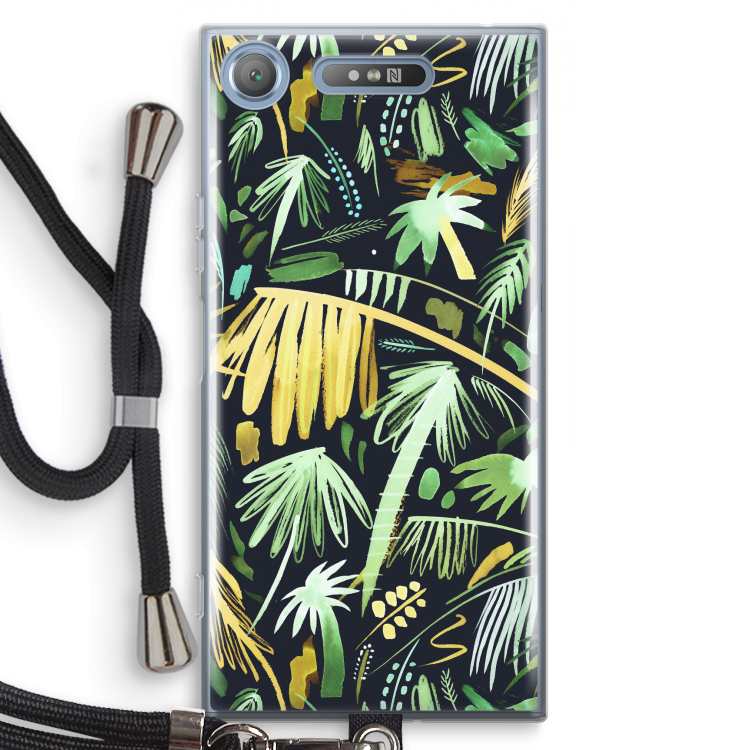 Tropical Palms Dark: Sony Xperia XZ1 Transparant Hoesje met koord