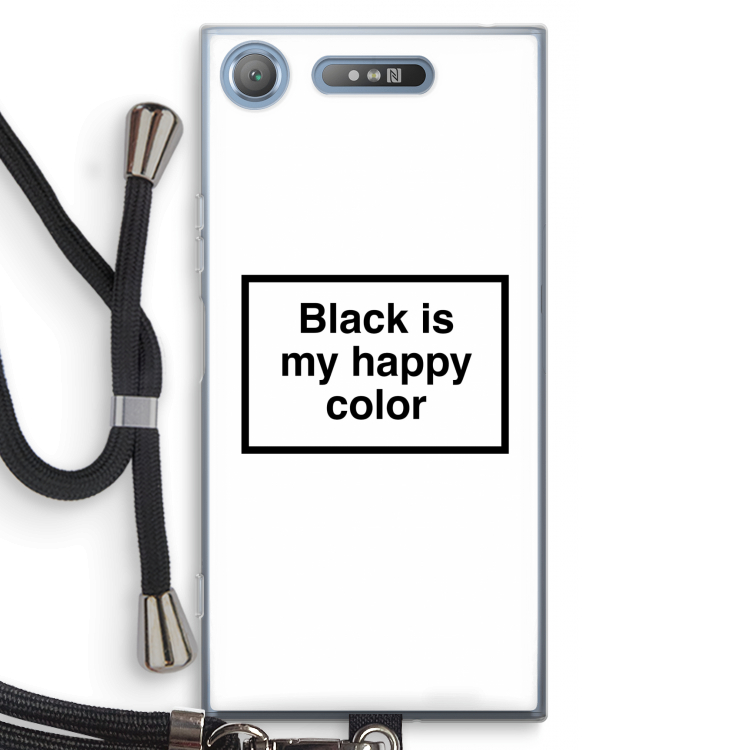 Black is my happy color: Sony Xperia XZ1 Transparant Hoesje met koord