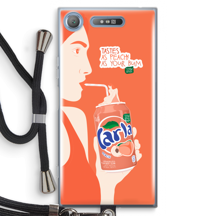 Peach please!: Sony Xperia XZ1 Transparant Hoesje met koord