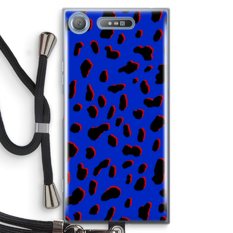 Blue Leopard: Sony Xperia XZ1 Transparant Hoesje met koord