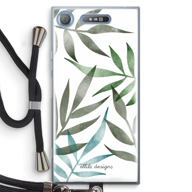 Tropical watercolor leaves: Sony Xperia XZ1 Transparant Hoesje met koord