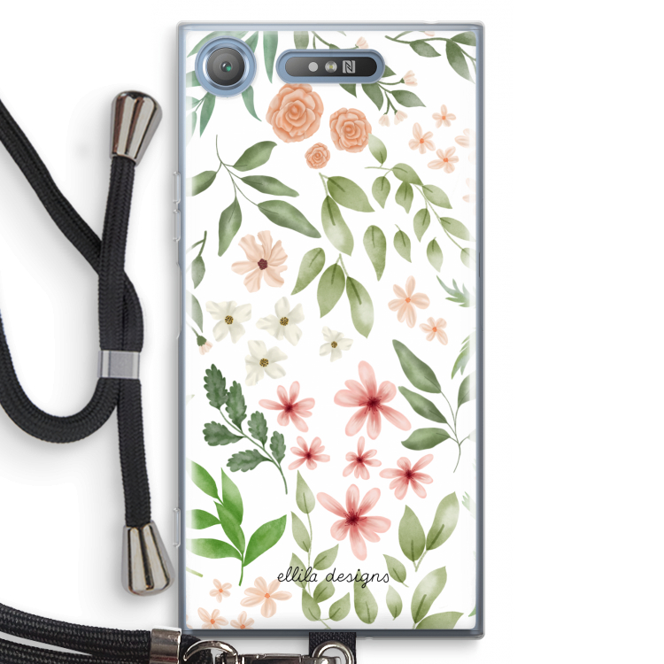 Botanical sweet flower heaven: Sony Xperia XZ1 Transparant Hoesje met koord