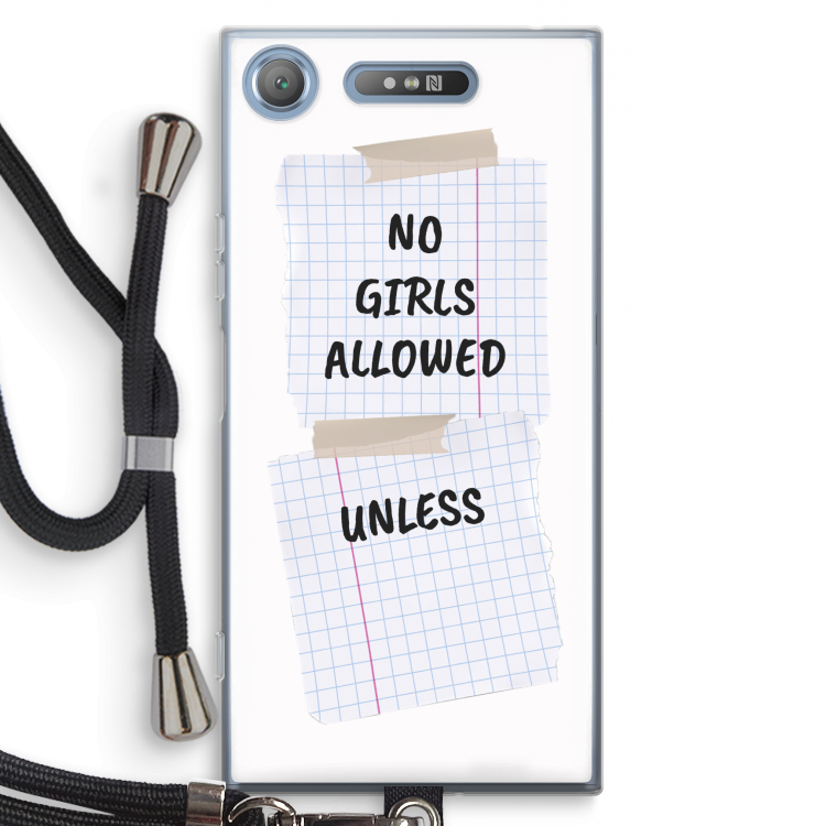 No Girls Allowed Unless: Sony Xperia XZ1 Transparant Hoesje met koord