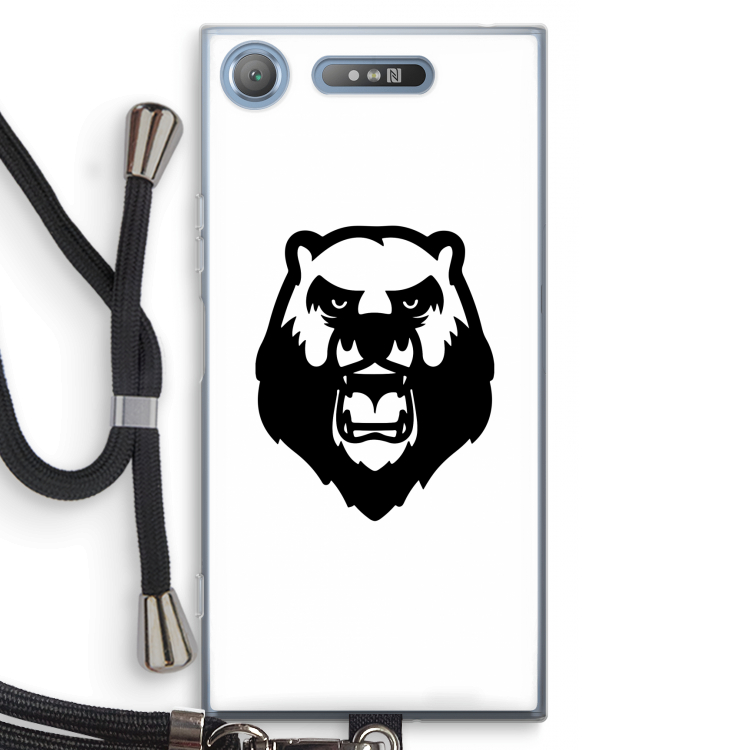 Angry Bear (white): Sony Xperia XZ1 Transparant Hoesje met koord