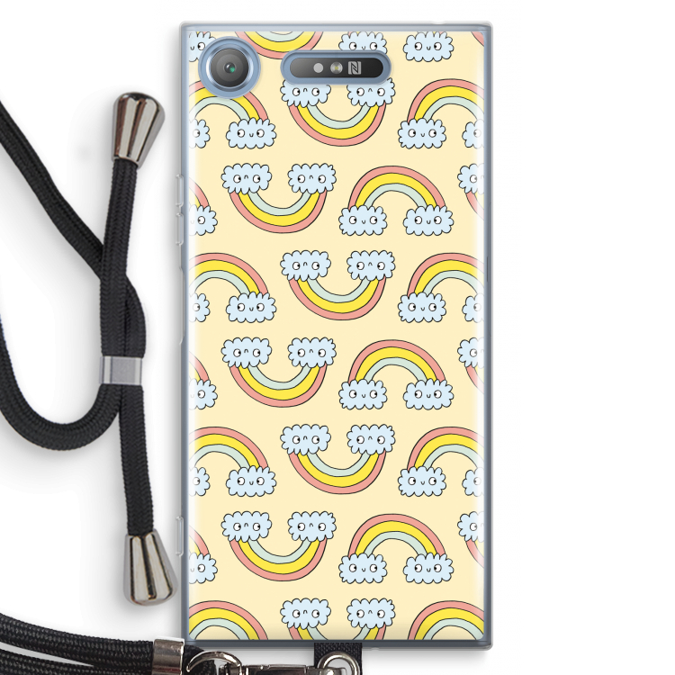 Regenboog: Sony Xperia XZ1 Transparant Hoesje met koord