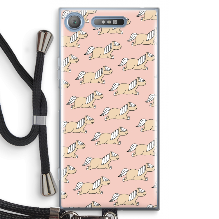 Ponys: Sony Xperia XZ1 Transparant Hoesje met koord