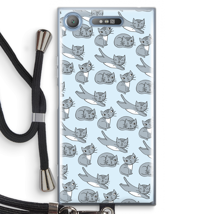 Poezen: Sony Xperia XZ1 Transparant Hoesje met koord