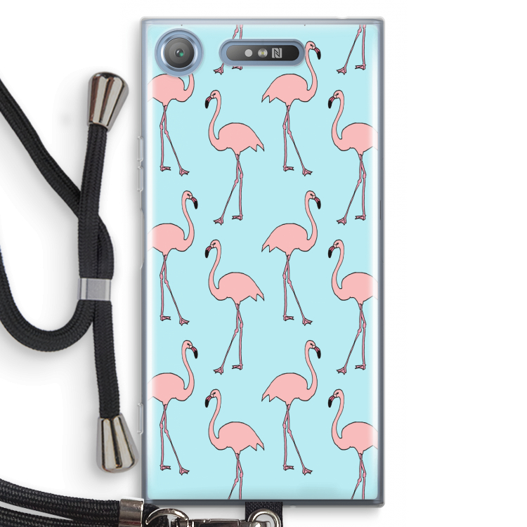 Anything Flamingoes: Sony Xperia XZ1 Transparant Hoesje met koord
