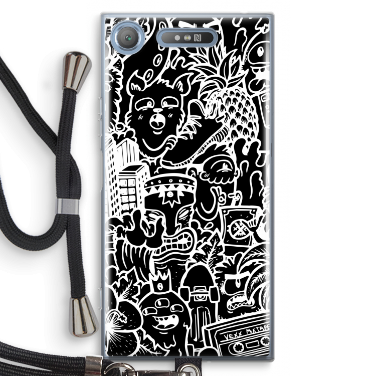 Vexx Black Mixtape: Sony Xperia XZ1 Transparant Hoesje met koord