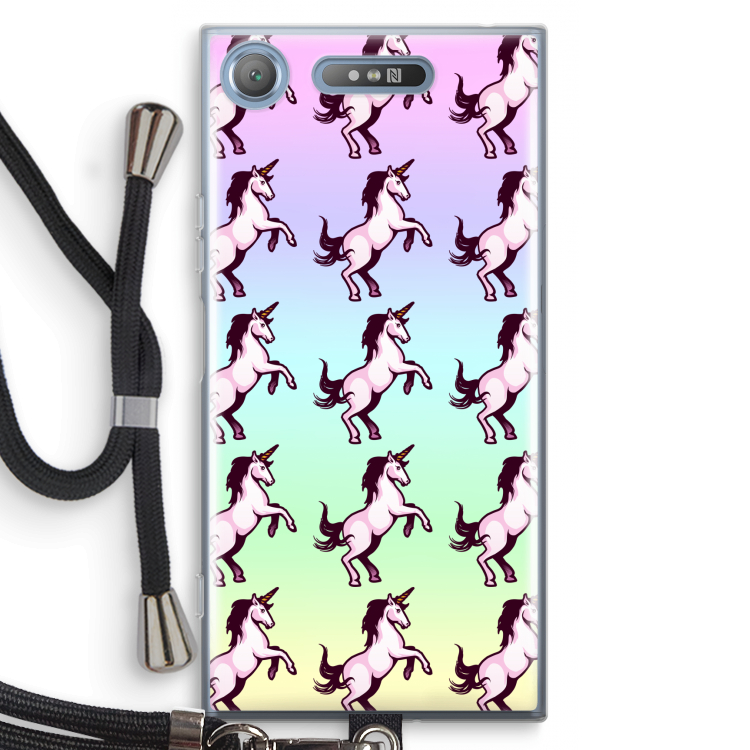 Musketon Unicorn: Sony Xperia XZ1 Transparant Hoesje met koord