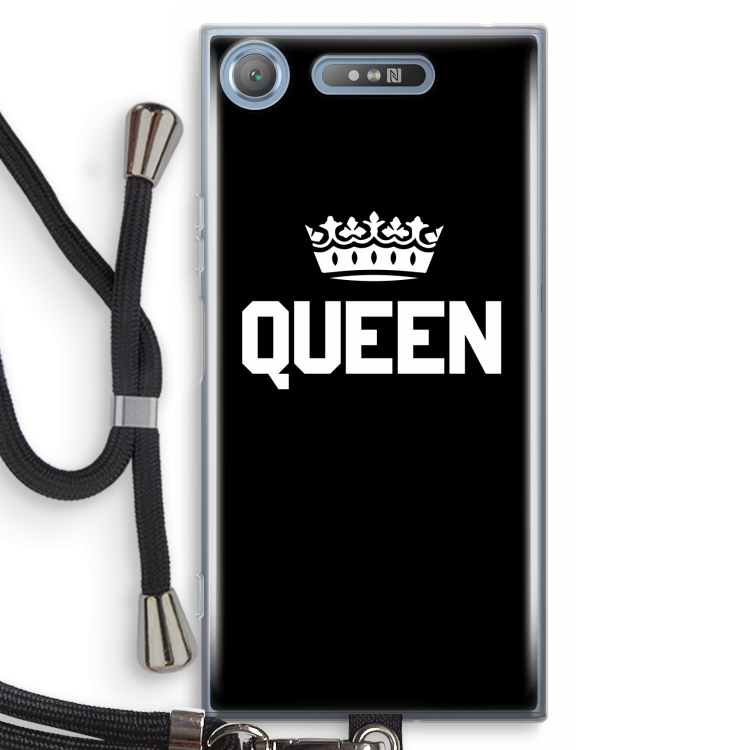 Queen zwart: Sony Xperia XZ1 Transparant Hoesje met koord