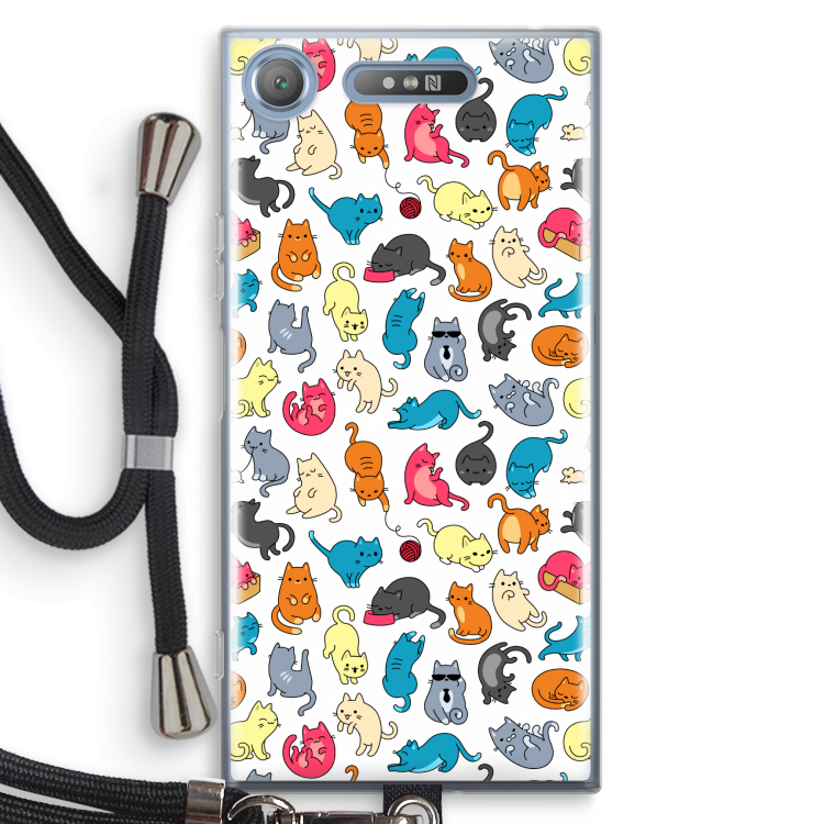 Kleurrijke katten: Sony Xperia XZ1 Transparant Hoesje met koord