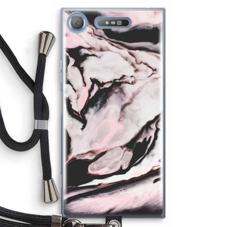 Roze stroom: Sony Xperia XZ1 Transparant Hoesje met koord