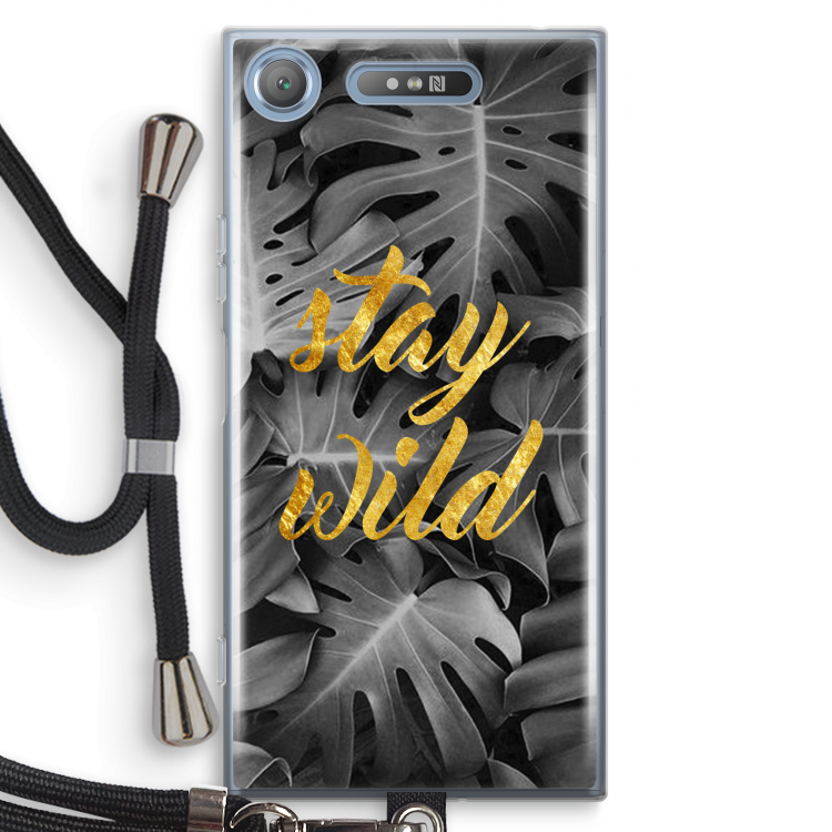 Stay wild: Sony Xperia XZ1 Transparant Hoesje met koord